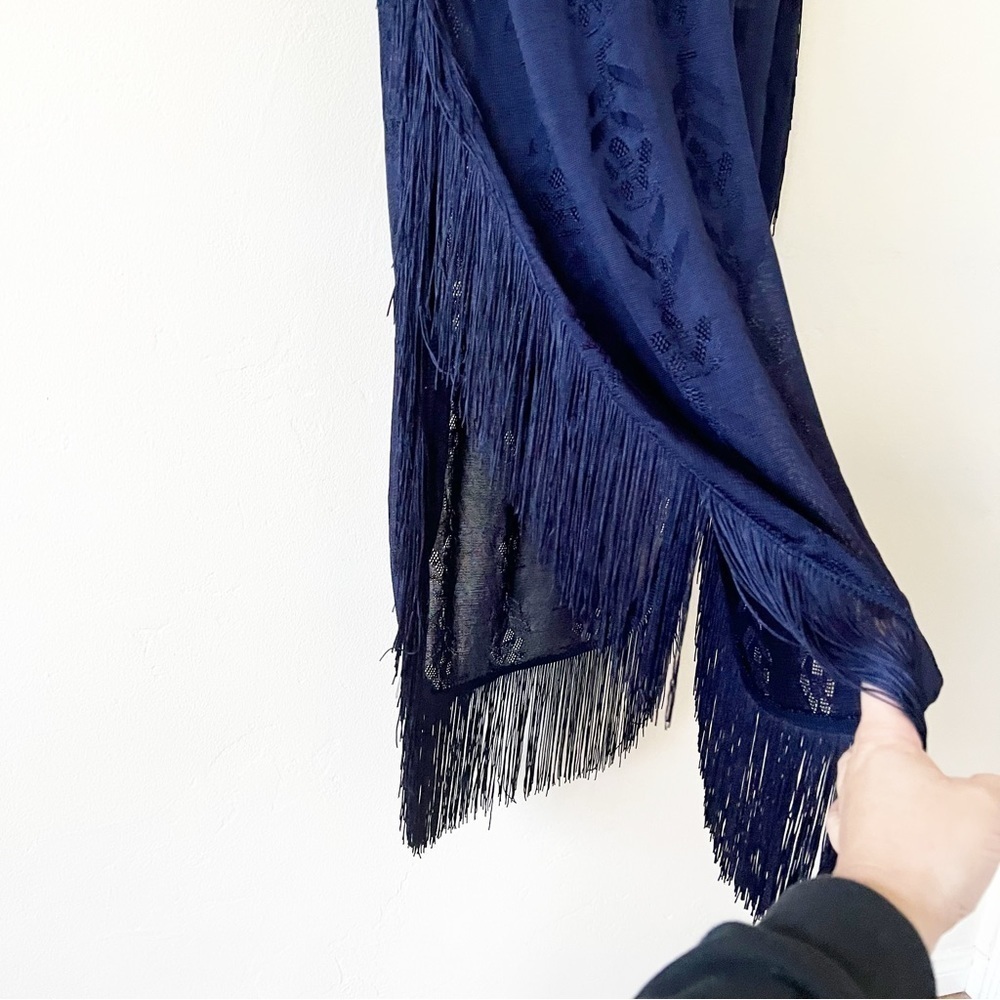 Camilla Navy Fringed Kaftan - Picture 7 of 11